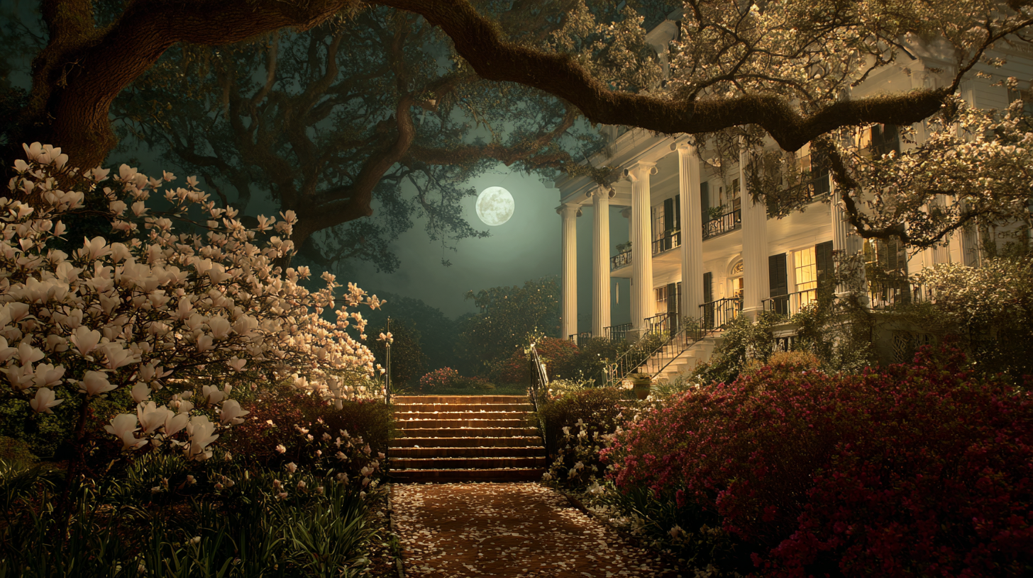 Moonlight and magnolias imagery associated with the Lost Cause aesthetic